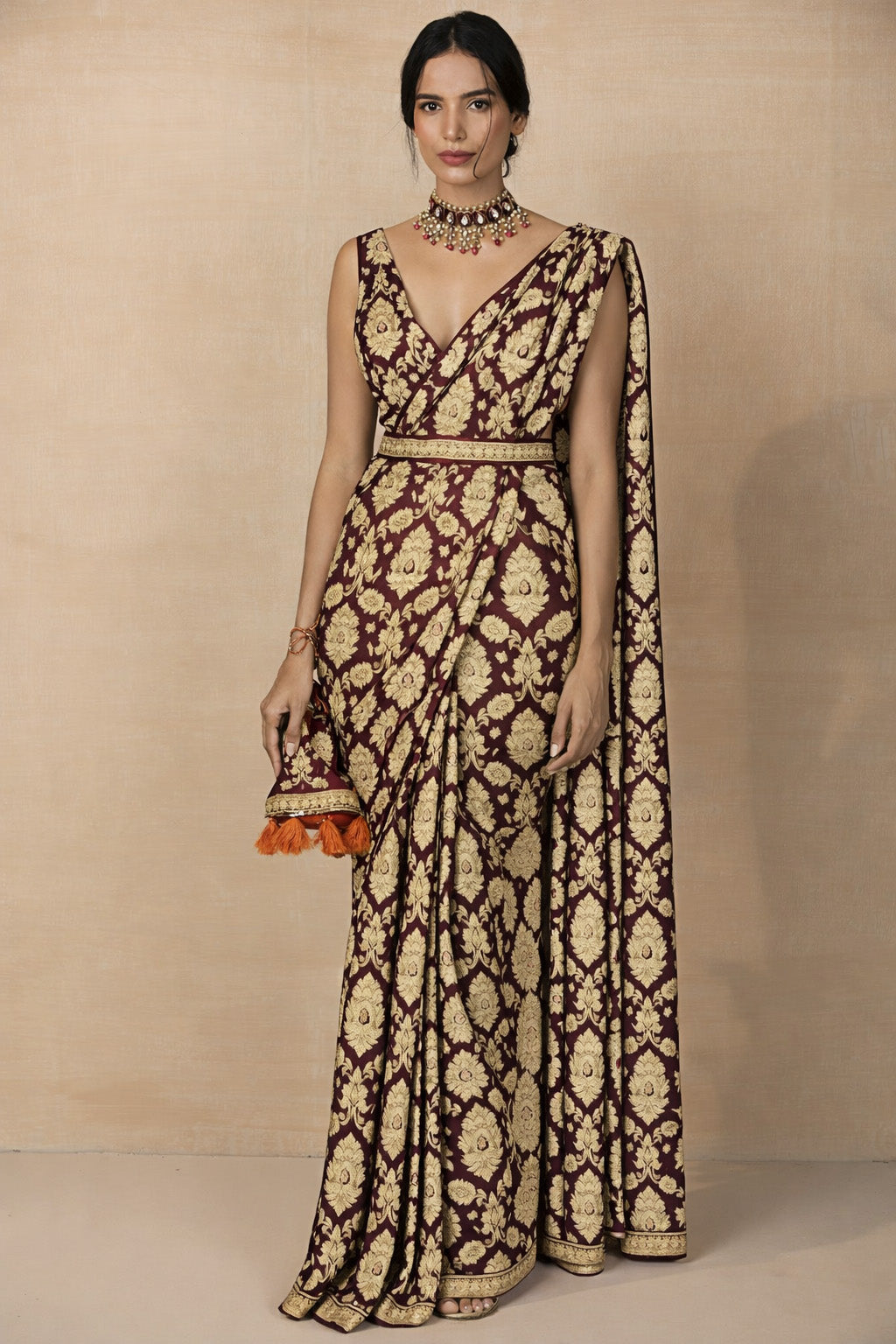 Maroon KimKhab Brocade Fabric