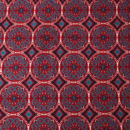 Red Color Modal Satin Print Fabric