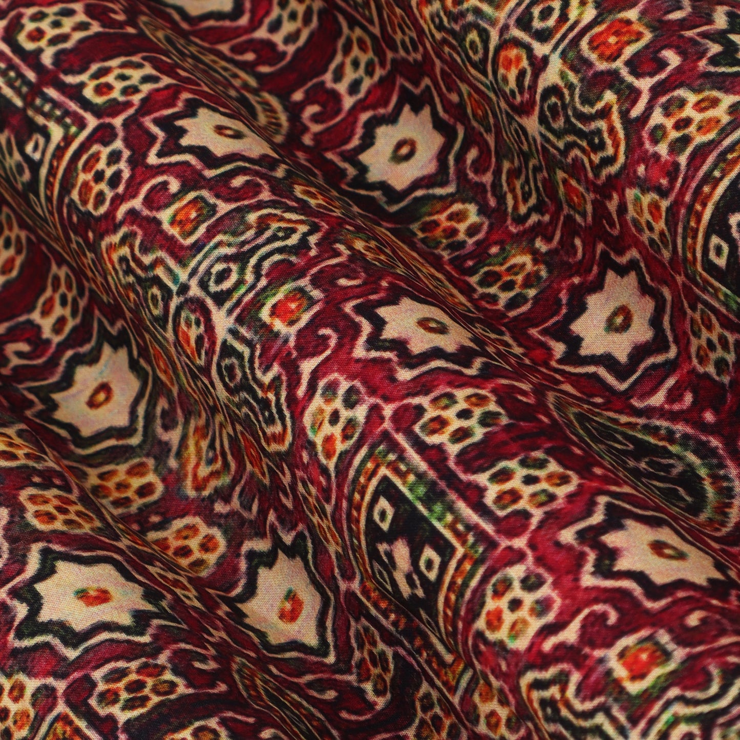 Multi Colored Modal Satin Print Fabric