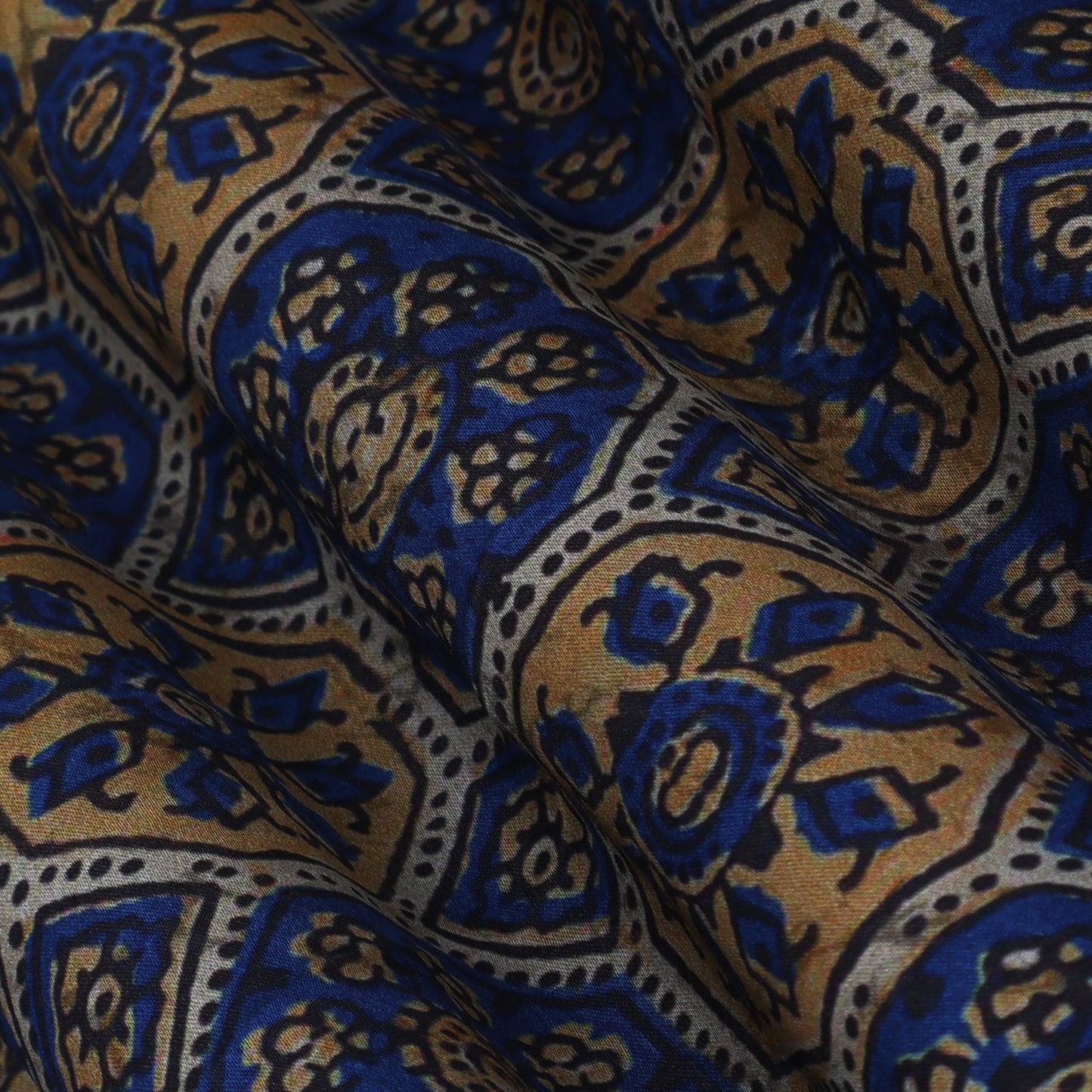 Blue Color Modal Satin Print Fabric