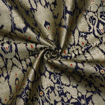 Navy Blue KhimKhab Brocade Fabric