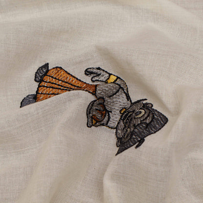 Off-White Color Kora Cotton Embroidery Fabric