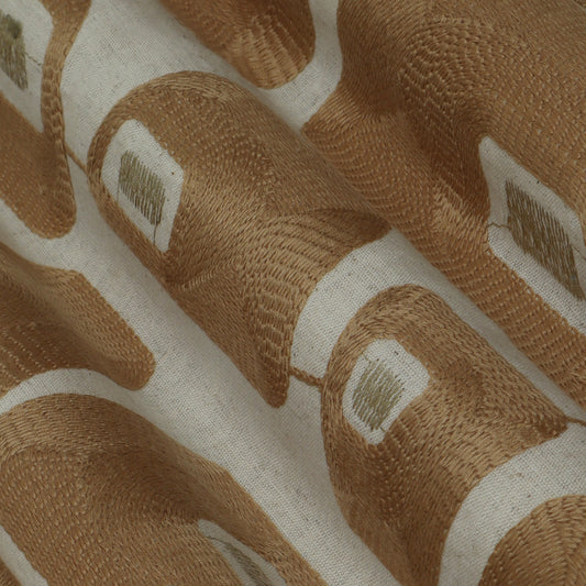 Off White Organic Cotton Embroidery Fabric