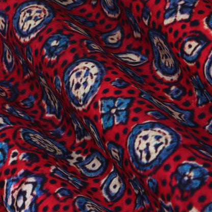 Red Color Modal Satin Print Fabric