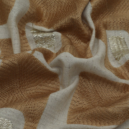 Off White Organic Cotton Embroidery Fabric