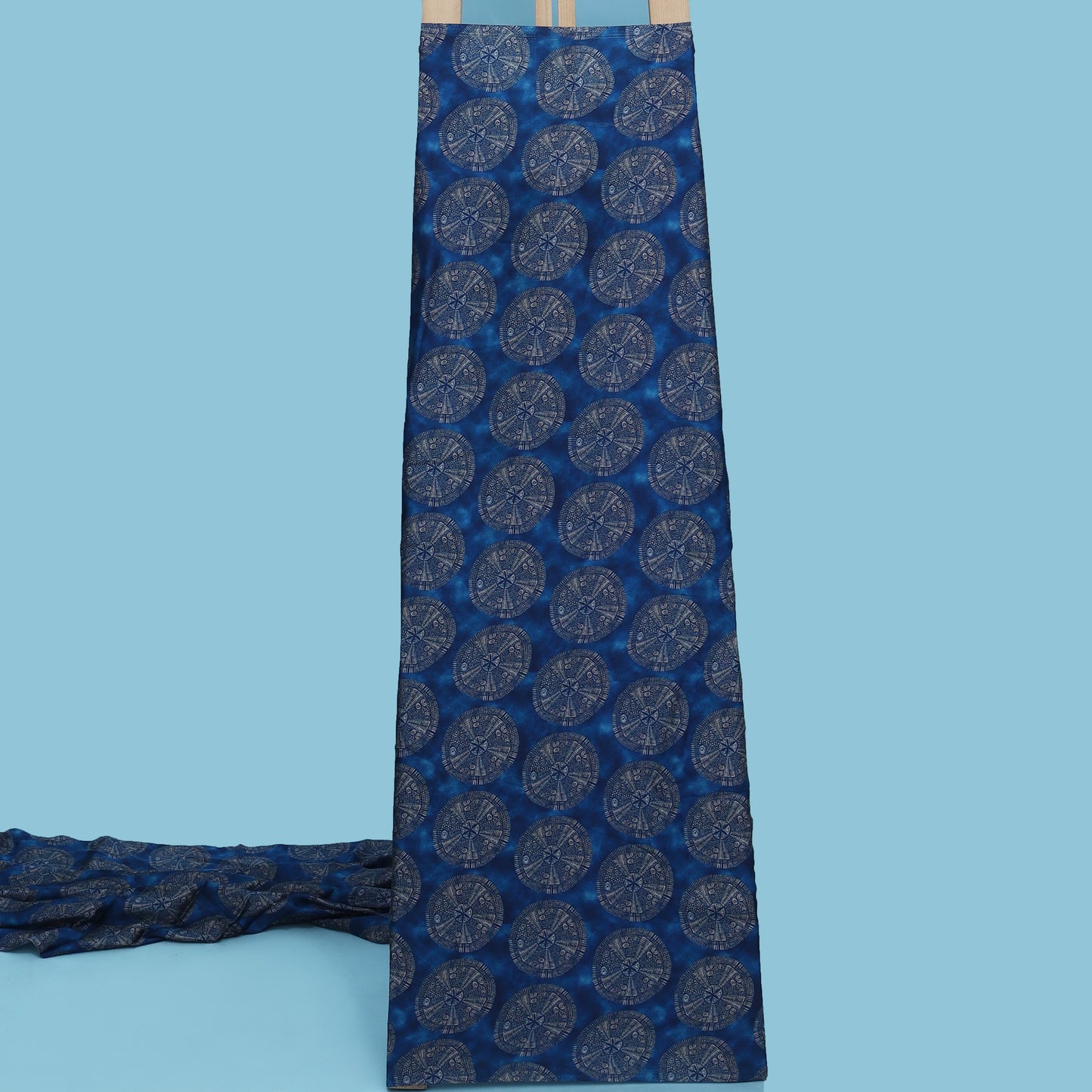 Blue Color Modal Satin Print Fabric