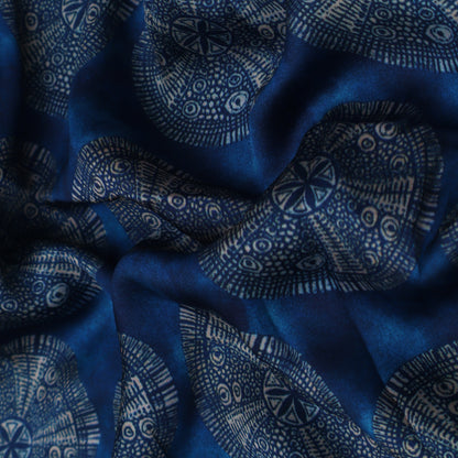 Blue Color Modal Satin Print Fabric