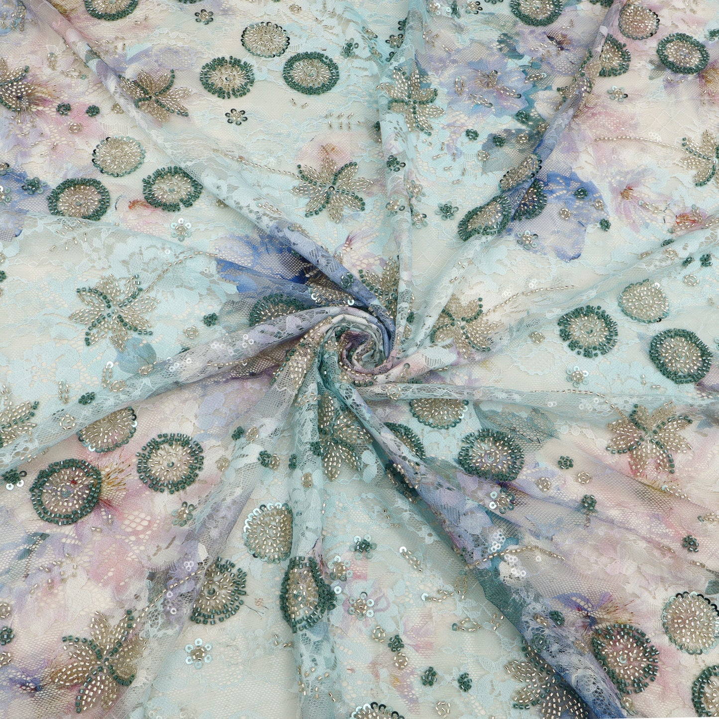Chantilly Net Embroidered Fabric