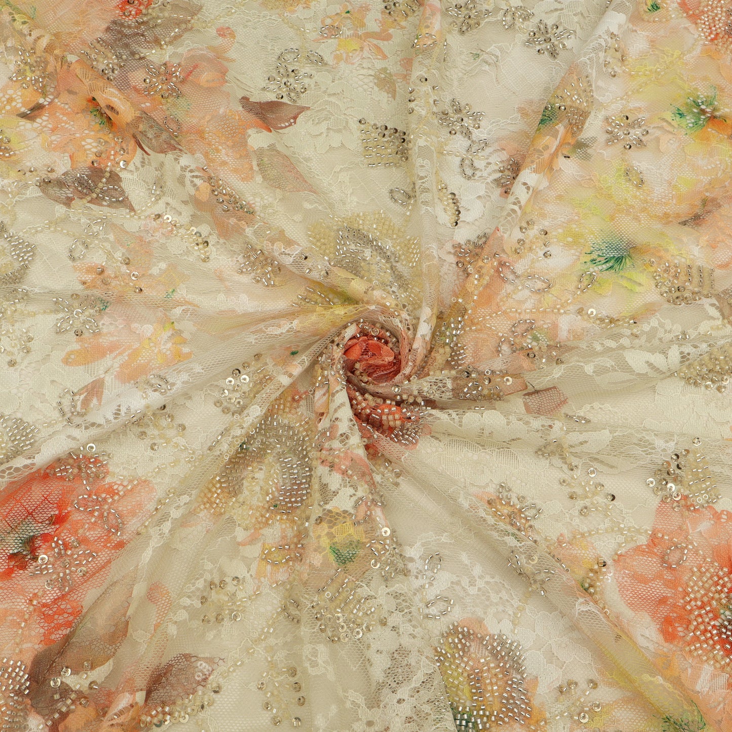 Chantilly Net Embroidered Fabric