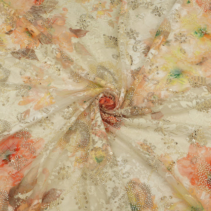 Chantilly Net Embroidered Fabric