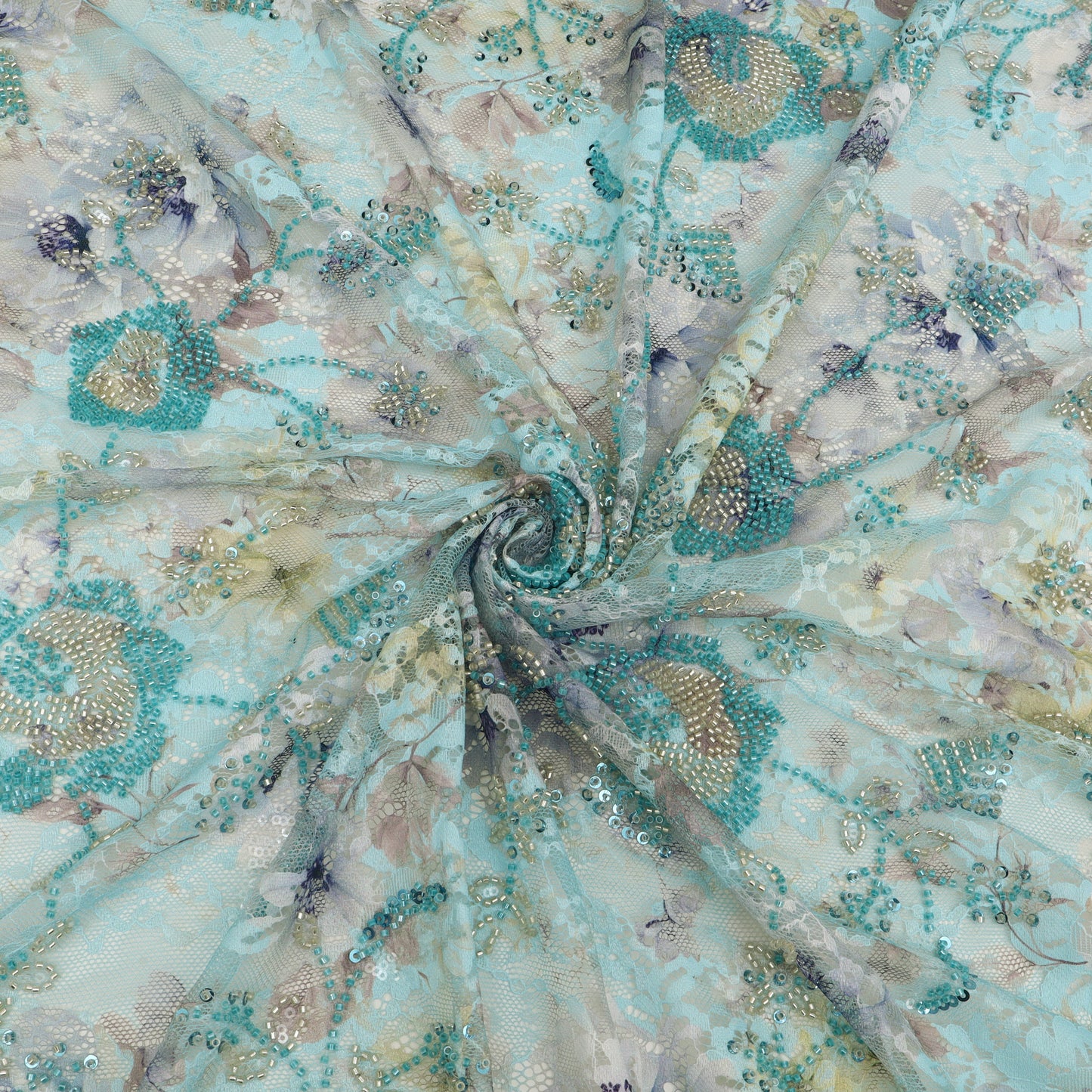 Chantilly Net Embroidered Fabric