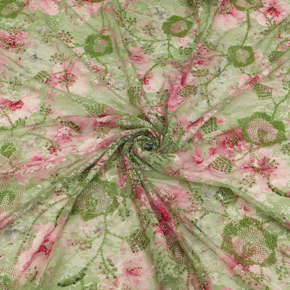 Chantilly Net Embroidered Fabric