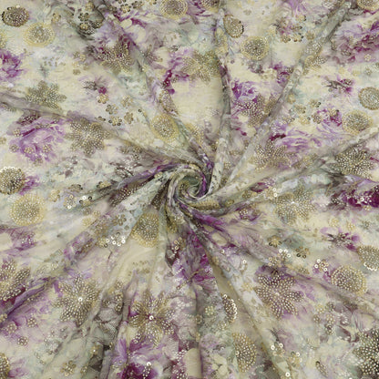 Chantilly Net Embroidered Fabric