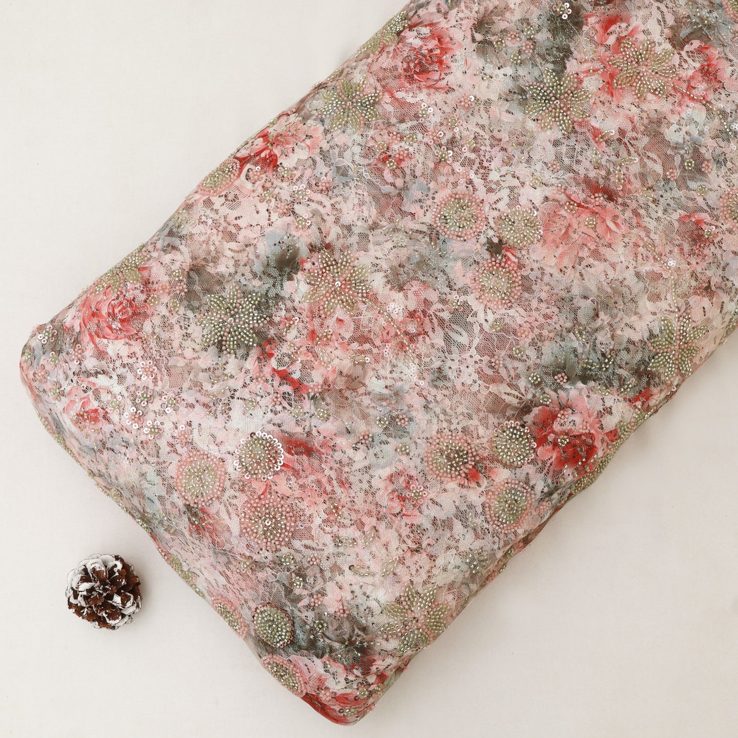 Chantilly Net Embroidered Fabric