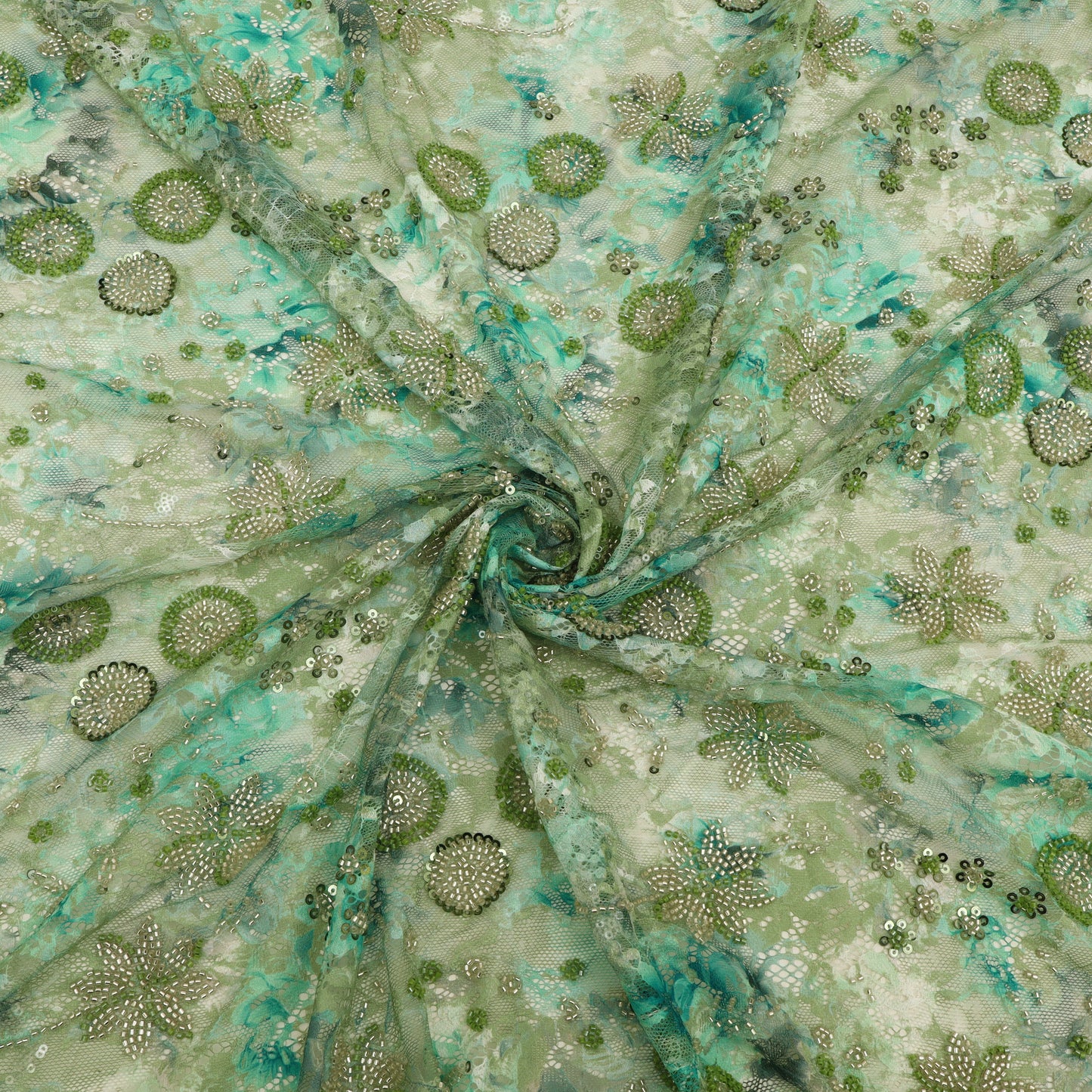 Chantilly Net Embroidered Fabric.