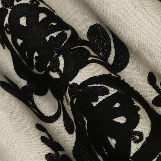 Cream Color Organic Cotton Embroidery Fabric