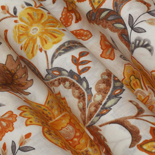 Multi Colored Mulmul Foil Print Fabric