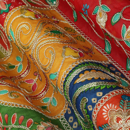 Multicolor Chinon Position Print Embroidery Fabric