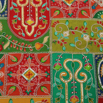 Multicolor Chinon Position Print Embroidery Fabric