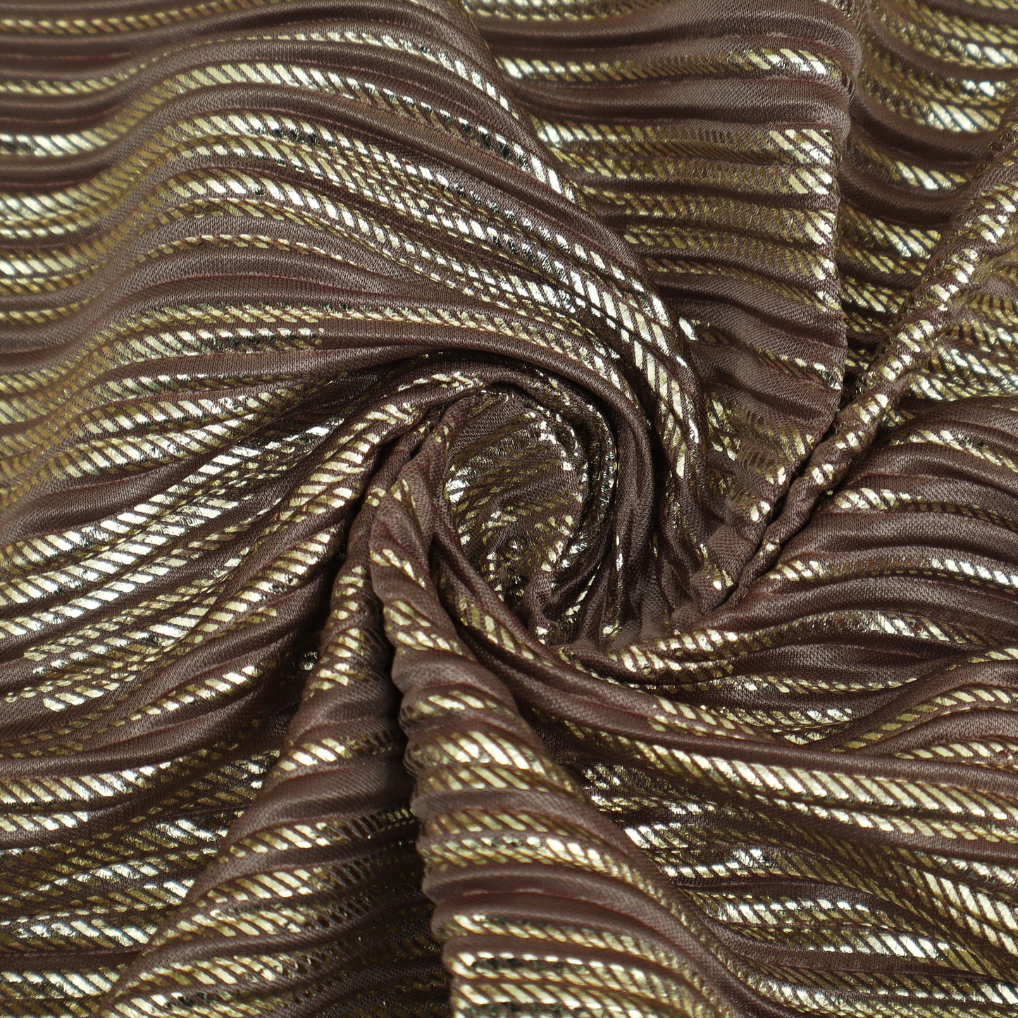 Light Brown Color Heavy Crush Satin Foll Fabric