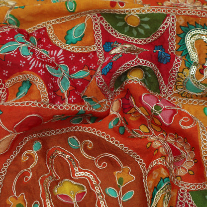 Multicolor Chinon Position Print Embroidery Fabric