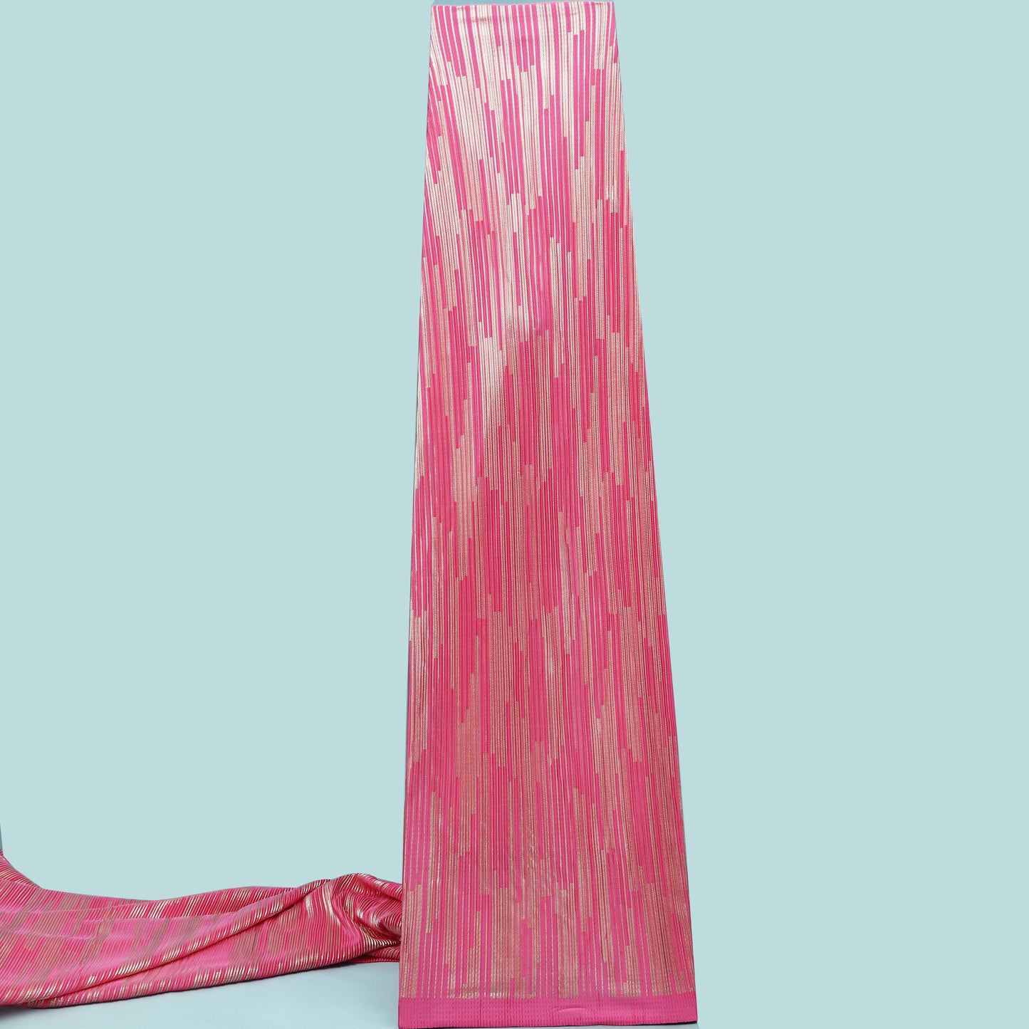 Pink Color Heavy Crush Satin Foll Fabric