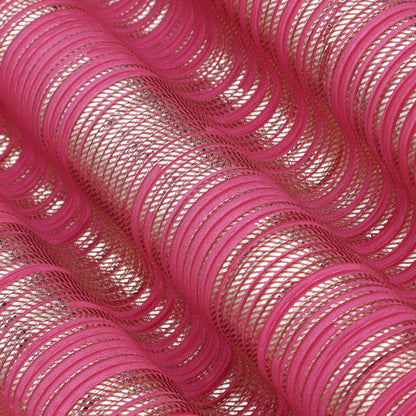 Pink Color Heavy Crush Satin Foll Fabric