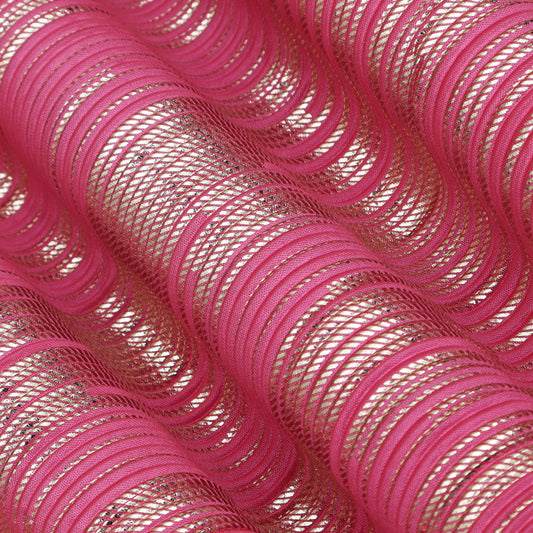 Pink Color Heavy Crush Satin Foll Fabric