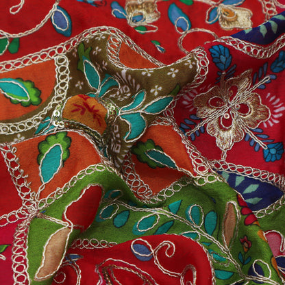 Multicolor Chinon Position Print Embroidery Fabric