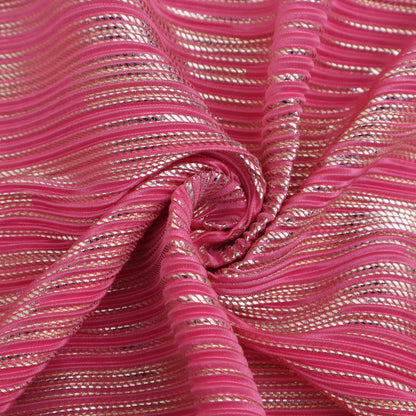 Pink Color Heavy Crush Satin Foll Fabric