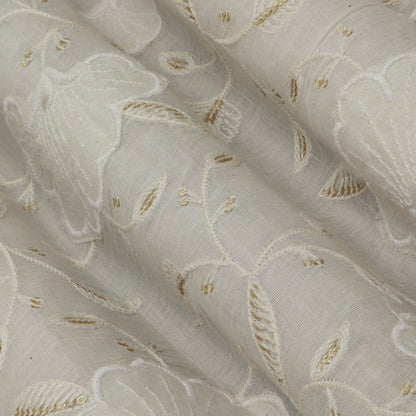 Off White Color Cotton Embroidery Fabric