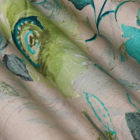 Multi Colored Mulmul Foil Print Fabric