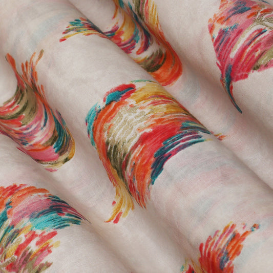 Multi Colored Mulmul Foil Print Fabric