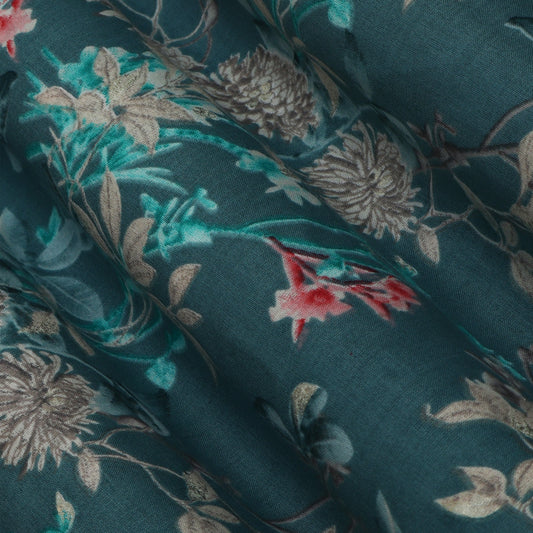 Multi Colored Mulmul Foil Print Fabric