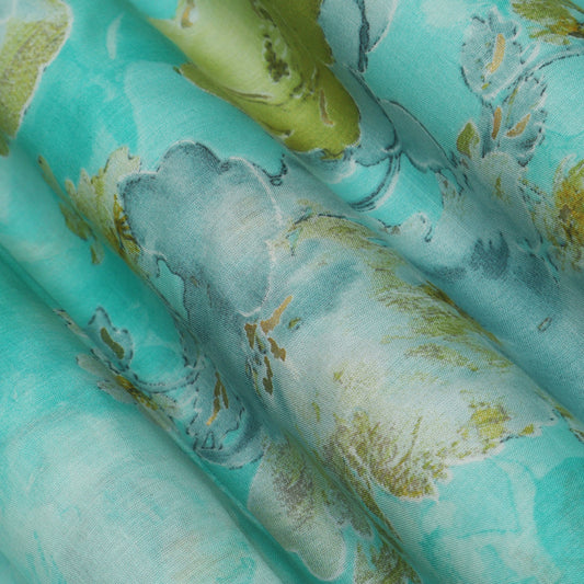 Multi Colored Mulmul Foil Print Fabric