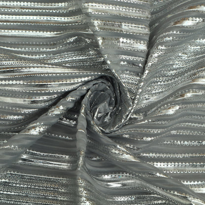 Silver Color Heavy Crush Satin Foll Fabric