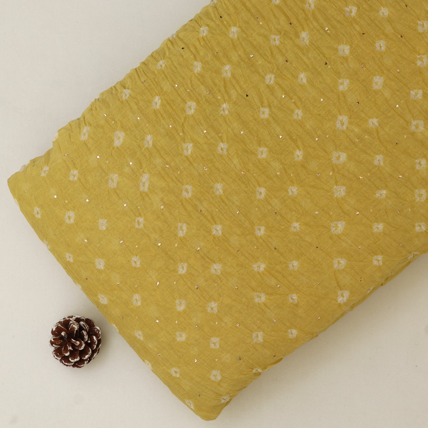 Crush Chanderi Bandhani Print Mukaish Fabric