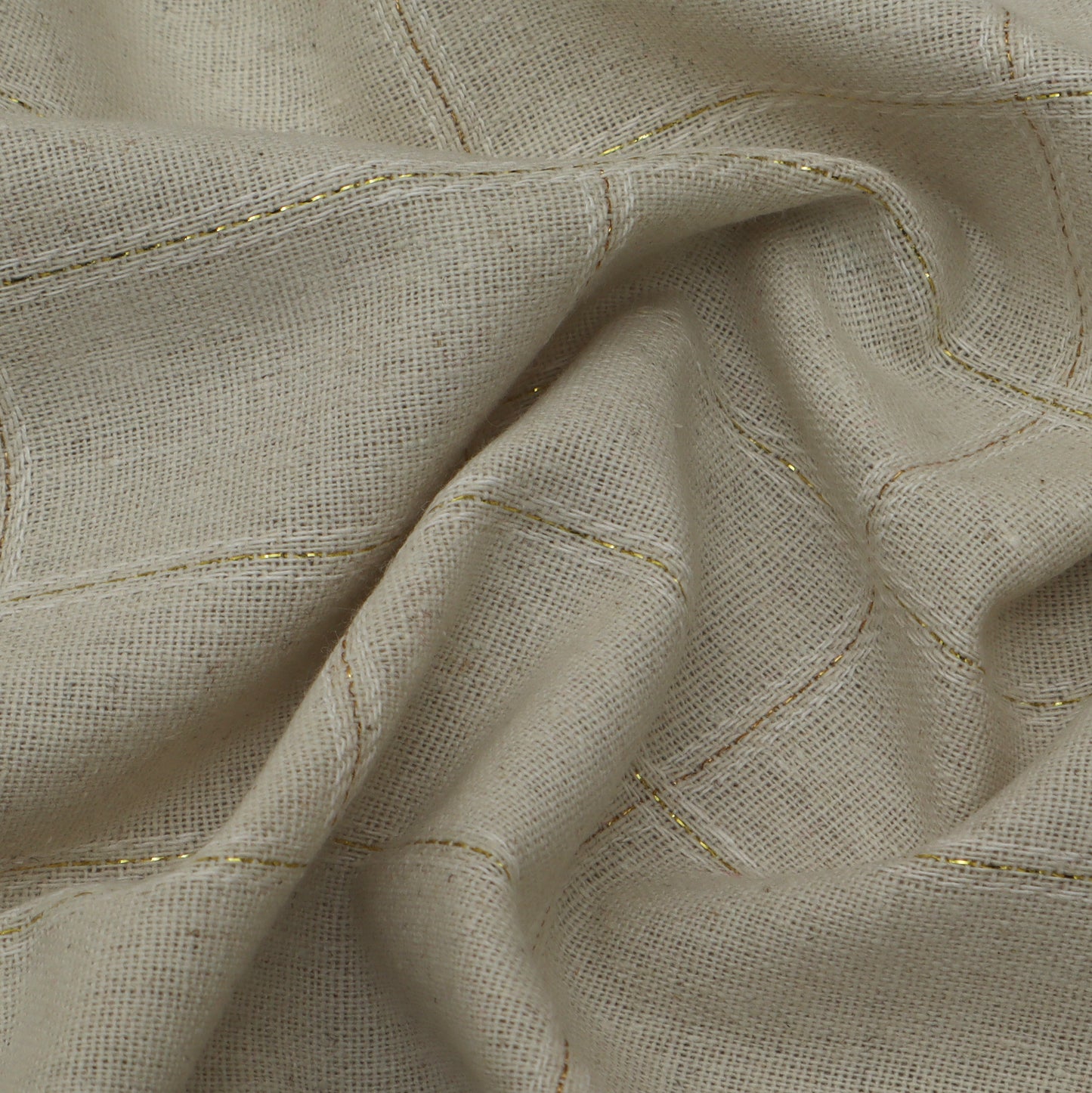 Off White Color Cotton Linen Zari Fabric