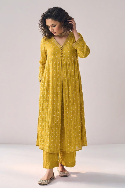 Crush Chanderi Bandhani Print Mukaish Fabric