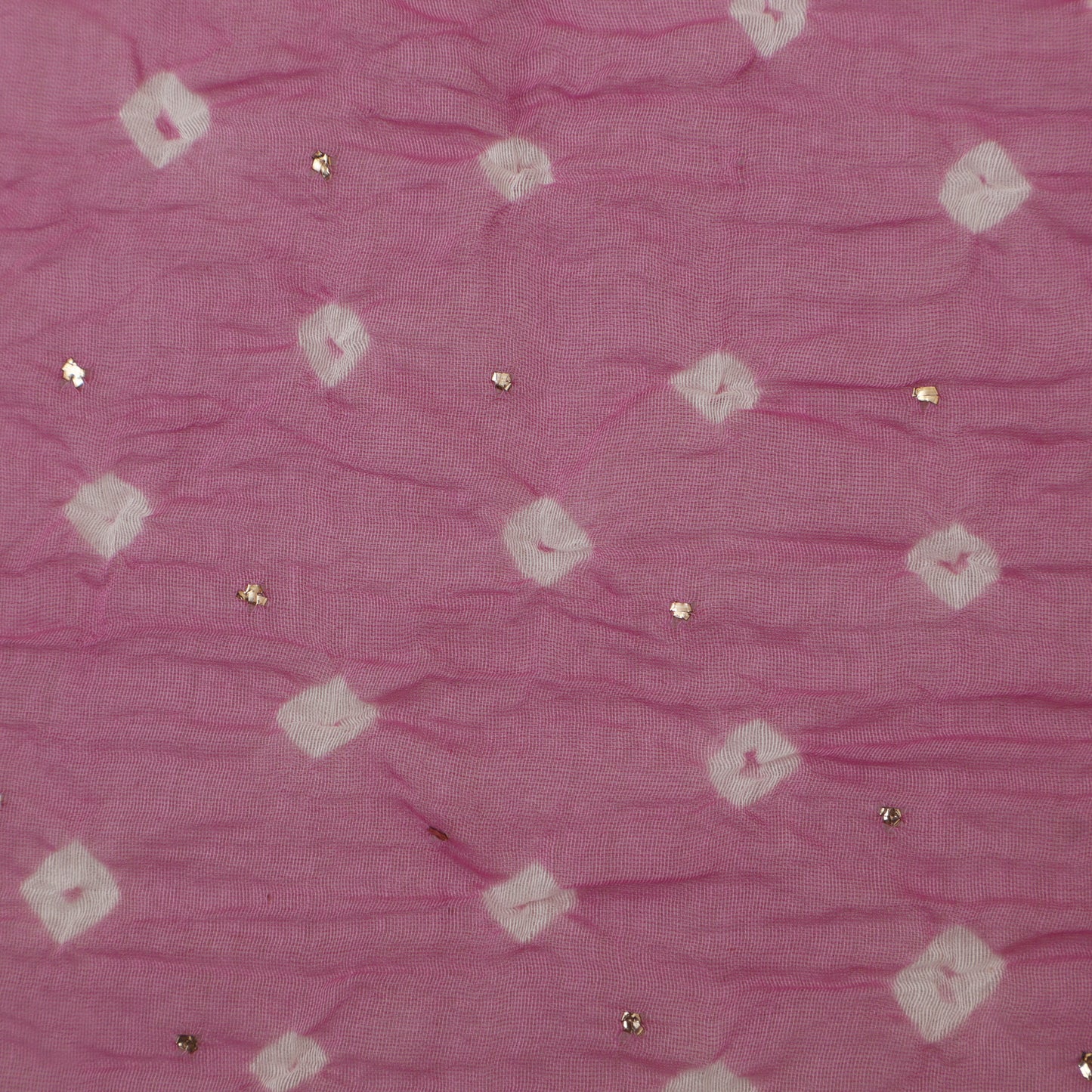 Crush Chanderi Bandhani Print Mukaish Fabric