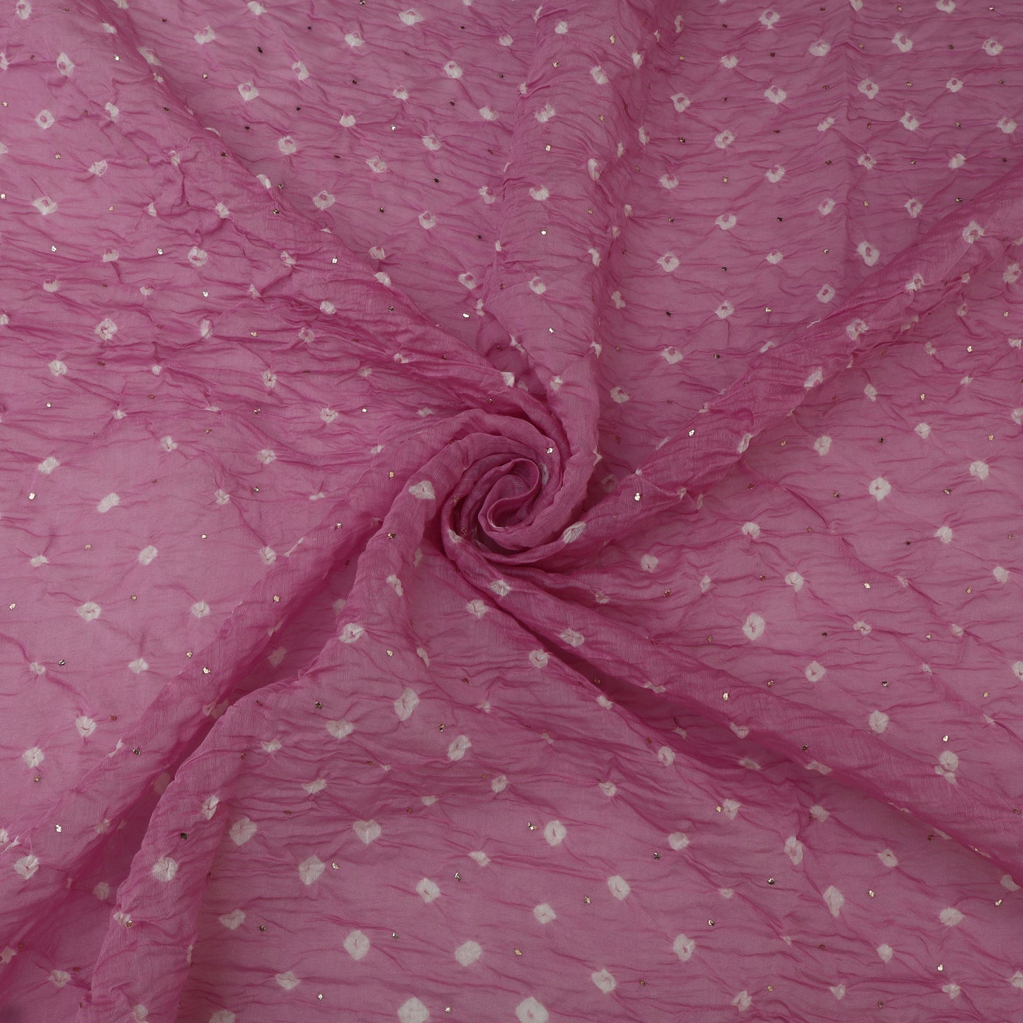 Crush Chanderi Bandhani Print Mukaish Fabric