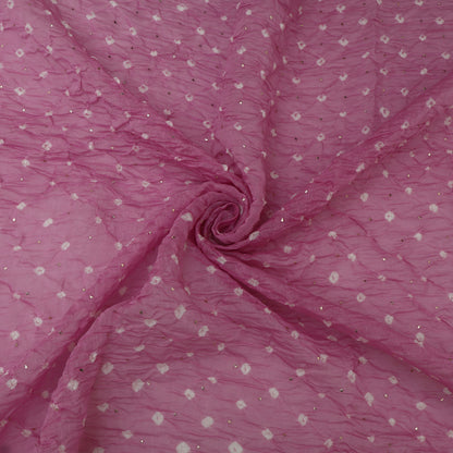 Crush Chanderi Bandhani Print Mukaish Fabric