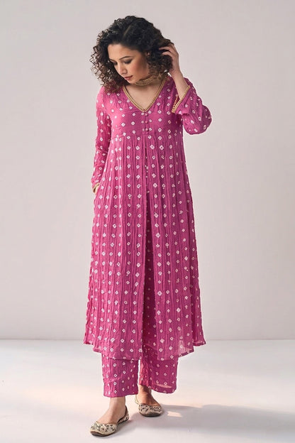 Crush Chanderi Bandhani Print Mukaish Fabric