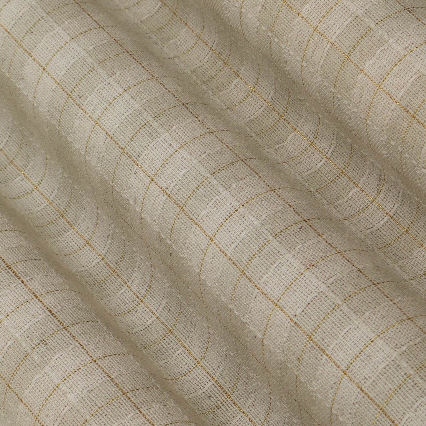 Off White Color Cotton Linen Zari Fabric