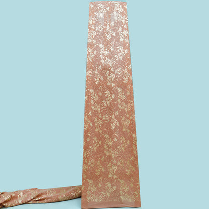 Pink Peach Color Heavy Crush Satin Foll Fabric