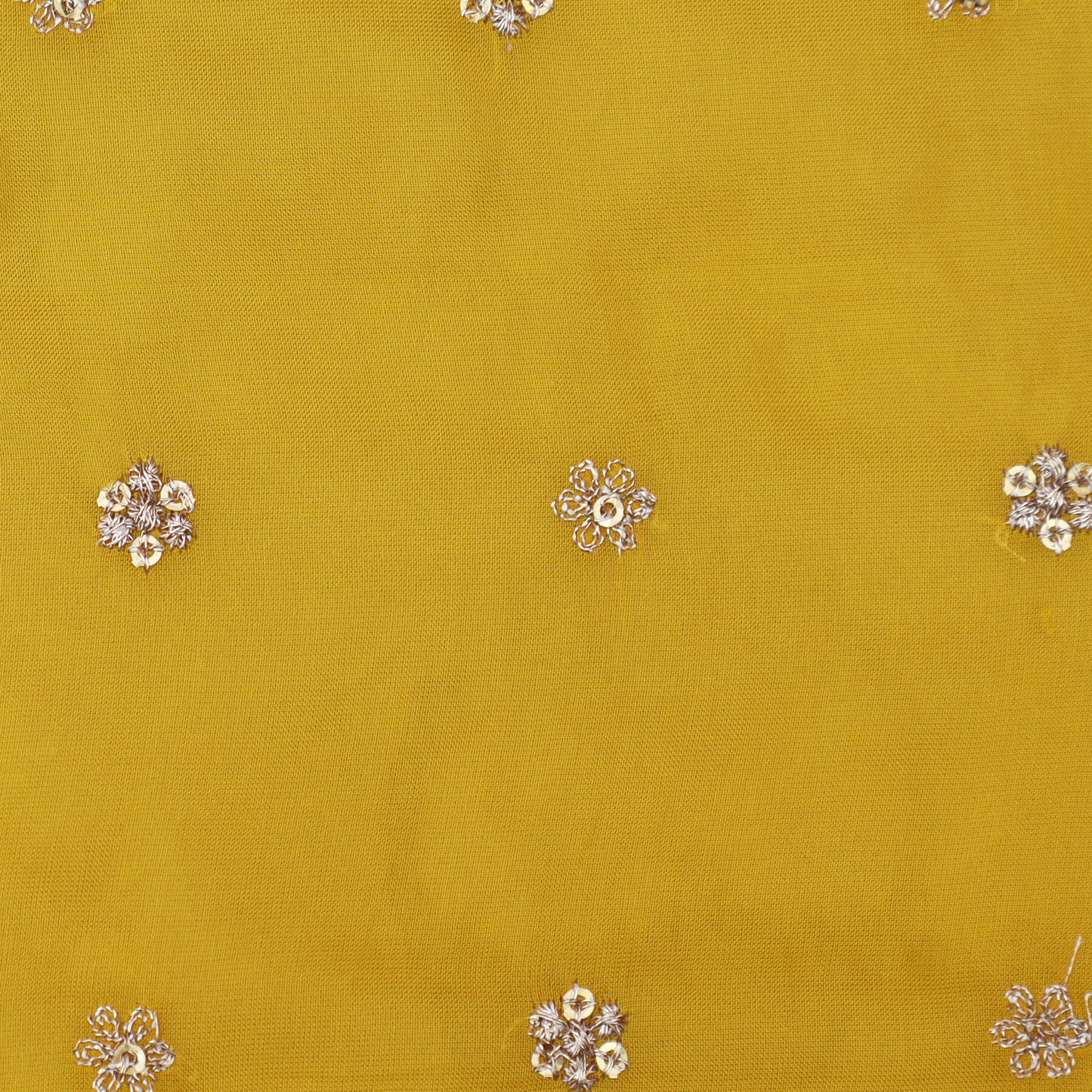 Yellow Color Organza Booti Fabric