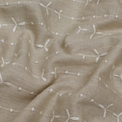 Beige Color Kora Cotton Embroidery Fabric