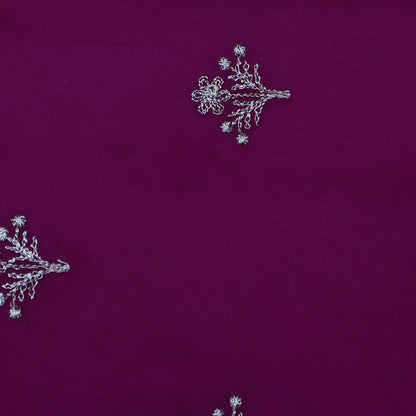 Purple Color Organza Booti Fabric