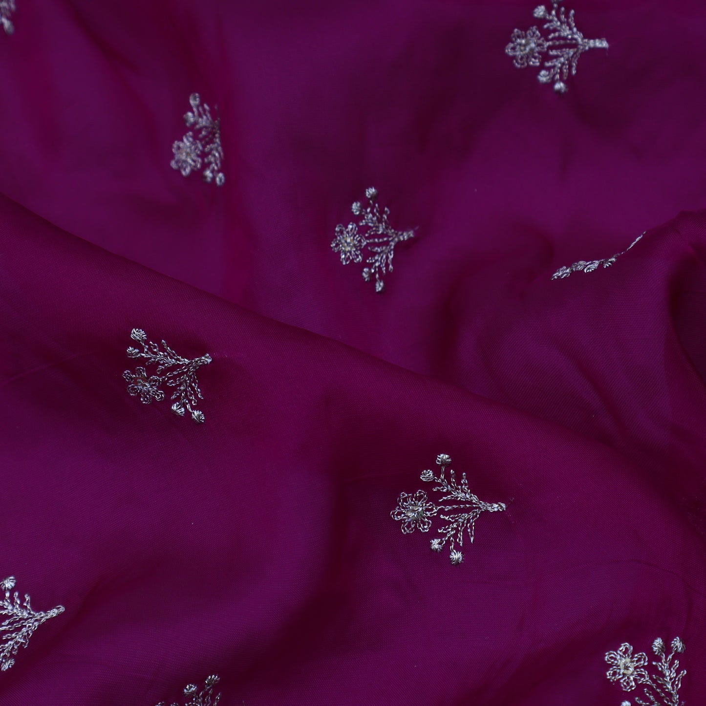 Purple Color Organza Booti Fabric