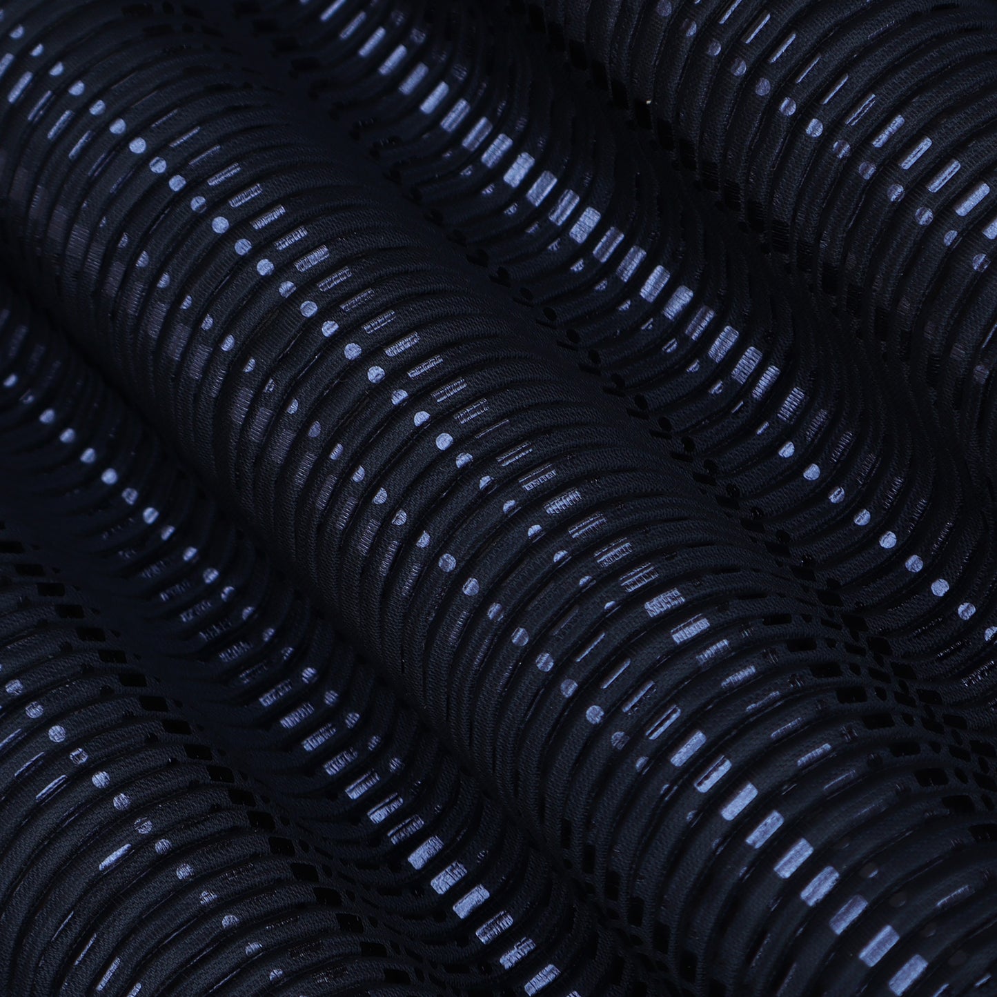 Dark Navy Blue Color Crush Satin Foil Fabric